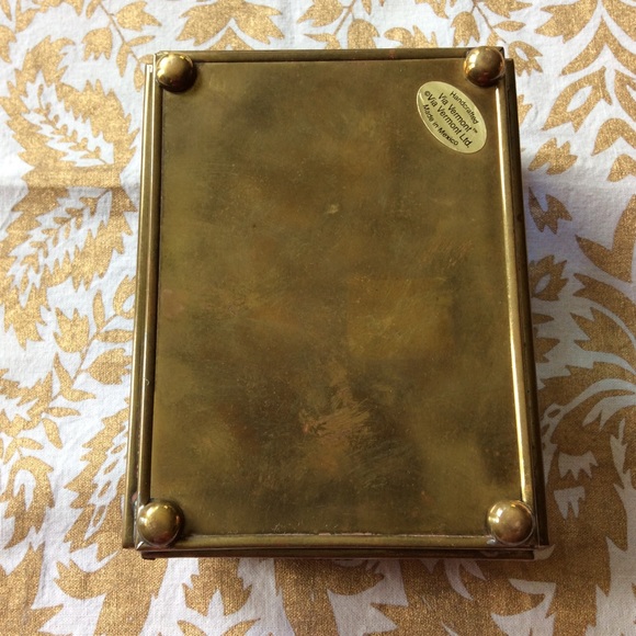 Vintage Via Vermont Guardian Angel Glass Brass Box - Picture 2 of 14